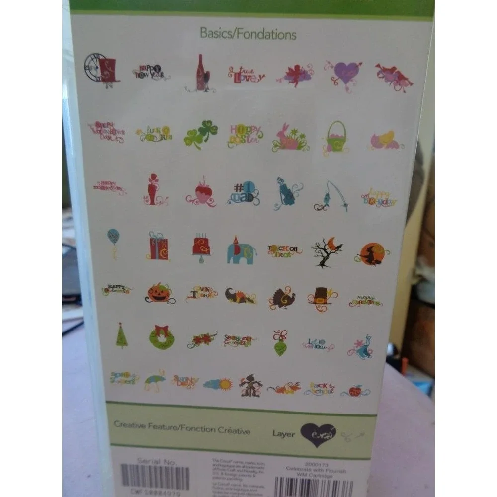 Cricut Lite Die Cut Cartridge CELEBRATE WITH FLOURISH Scrapbooking